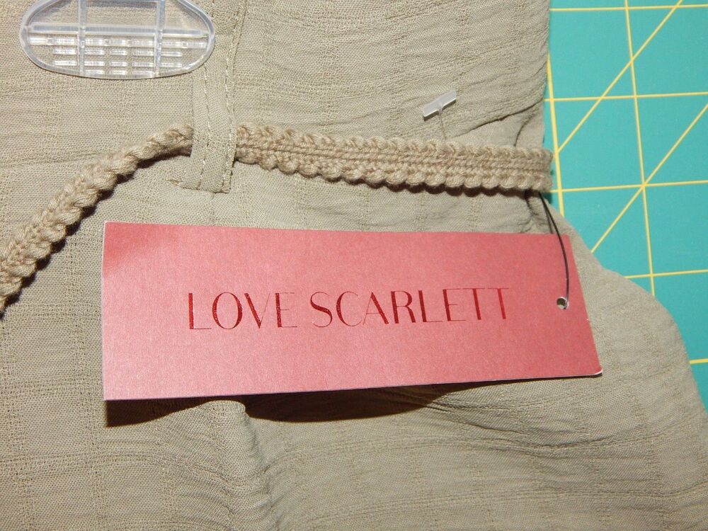 Love Scarlett Women's Size XL Olive Green Wide Leg Pants Trousers Tassel Tie NWT